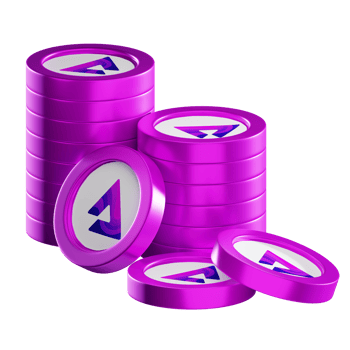 Audius AUDIO coin stacks cryptocurrency. 3D render illustration png