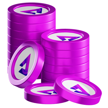 Audius AUDIO coin stacks cryptocurrency. 3D render illustration png