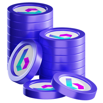 BORA coin stacks cryptocurrency. 3D render illustration png
