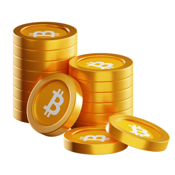 Bitcoin BTC coin stacks cryptocurrency. 3D render illustration png