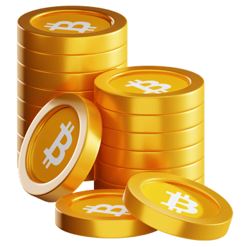 Bitcoin BTC coin stacks cryptocurrency. 3D render illustration png