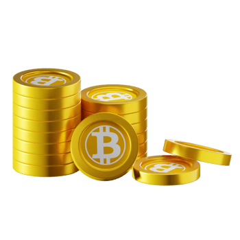 Bitcoin Gold BTG coin stacks cryptocurrency. 3D render illustration png