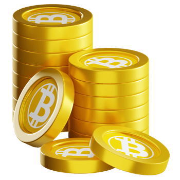 Bitcoin Gold BTG coin stacks cryptocurrency. 3D render illustration png
