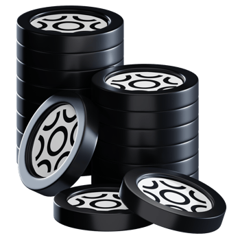 Braintrust BTRST coin stacks cryptocurrency. 3D render illustration png