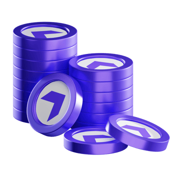 Everscale EVER coin stacks cryptocurrency. 3D render illustration png