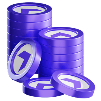 Everscale EVER coin stacks cryptocurrency. 3D render illustration png
