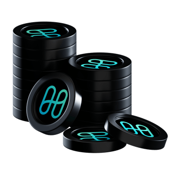 Harmony ONE coin stacks cryptocurrency. 3D render illustration png