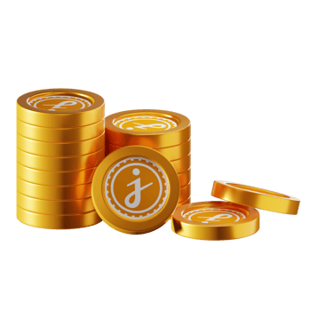 JasmyCoin JASMY coin stacks cryptocurrency. 3D render illustration png