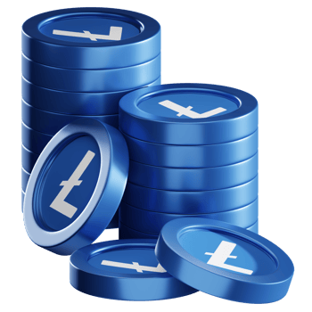 Litecoin LTC coin stacks cryptocurrency. 3D render illustration png