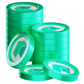 Neo coin stacks cryptocurrency. 3D render illustration png