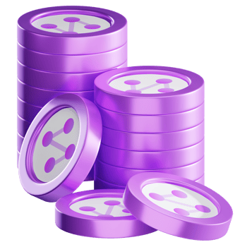 Synapse SYN coin stacks cryptocurrency. 3D render illustration png
