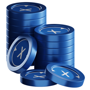 XDC Network XDC coin stacks cryptocurrency. 3D render illustration png