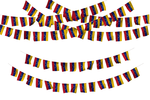 Bolivarian Republic of Venezuela Flag Bunting Decoration on The Rope, Jhandi, Set of Small Flag Celebration, 3D Rendering png