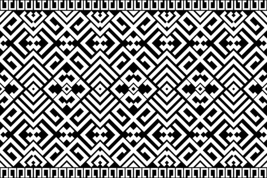 black white floral geometric fabric pattern vector