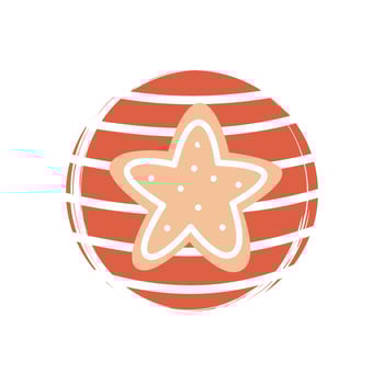Cute gingerbread cookie star icon vector, illustration on circle with brush texture, for social media story and highlights vector