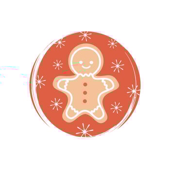 Cute gingerbread and snowflakes icon vector, illustration on circle with brush texture, for social media story and highlights vector
