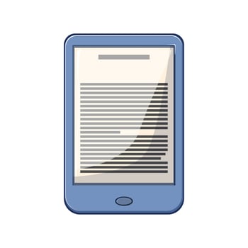 electronic ebook reader cartoon vector illustration