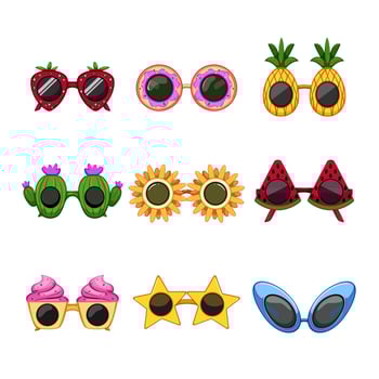 party glasses set cartoon vector illustration