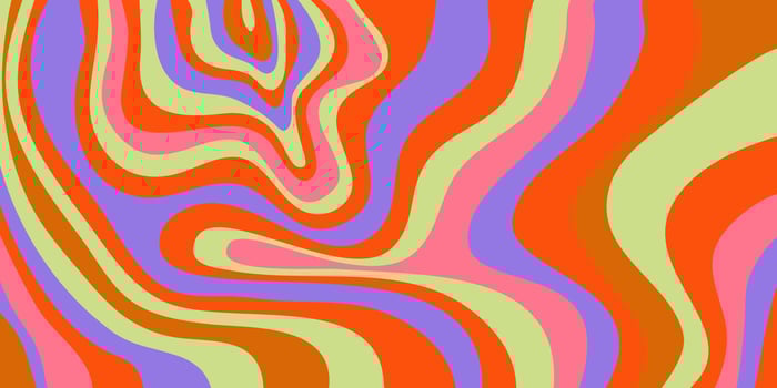 Psychedelic trippy y2k retro background swirl. Simple vector illustration. Groovy wave print. Vintage background. Psychedelic groovy spiral.
