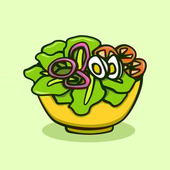 salad in bowl illustration concept in cartoon style vector