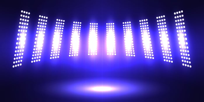 3d realistic scene with spotlight on dark background. vector