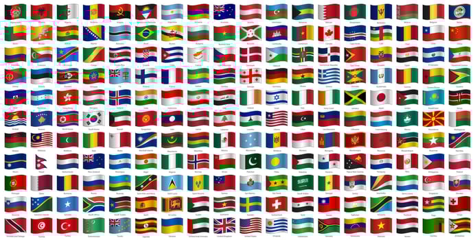 All world countries official national flags vector