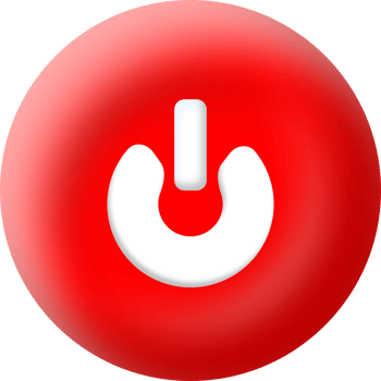 3D Turn Off button red and white Icon png pro