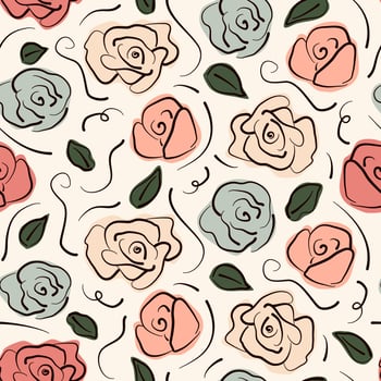 cute colorful vintage seamless vector pattern background illustration with rose flowers