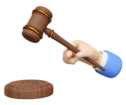 3d wooden judge gavel, hand holding hammer auction with stand isolated. law, justice system symbol concept, 3d render illustration png
