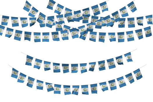 Guatemala Flag Bunting Decoration on The Rope, Jhandi, Set of Small Flag Celebration, 3D Rendering png