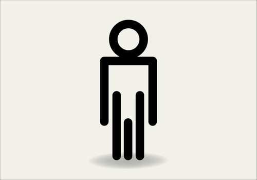 Man Icon Illustration. Flat simple grey symbol on white background with shadow vector