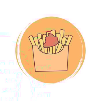 French fried potatoes icon vector, illustration on circle with brush texture, for social media story highlight vector