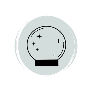 Cute halloween icon logo vector illustration on circle with brush texture for social media story highlight with crystal ball