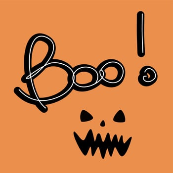 Cute hand drawn lettering boo vector card illustration