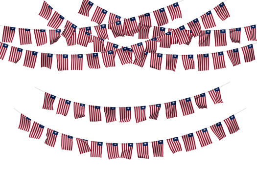 Liberia Flag Bunting Decoration on The Rope, Jhandi, Set of Small Flag Celebration, 3D Rendering png