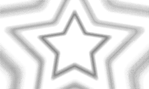 Halftone star shape border pattern background, dots texture vector