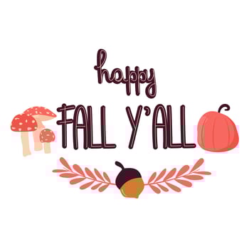cute hand drawn lettering happy fall y'all autumn season quote vector illustration for greeting card
