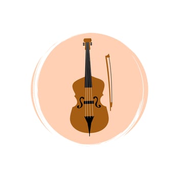 Cute logo or icon vector with violin, illustration on circle for social media story and highlights