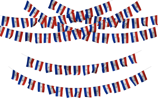 Paraguay Flag Bunting Decoration on The Rope, Jhandi, Set of Small Flag Celebration, 3D Rendering png