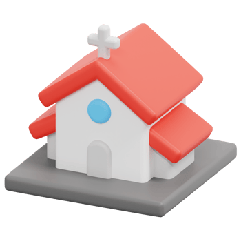 church 3d render icon illustration png
