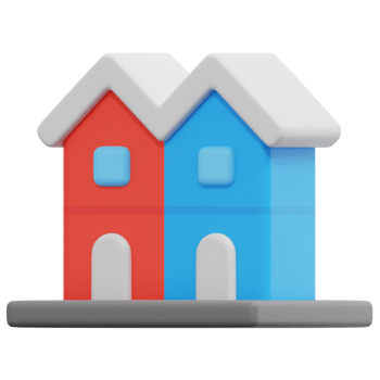 terraced house 3d render icon illustration png