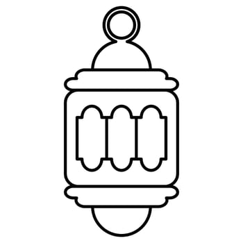 Ramadan Lantern Black Outline Style Icon vector