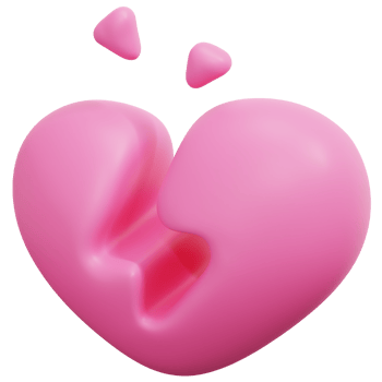 broken heart 3d render icon illustration png