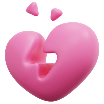 broken heart 3d render icon illustration png