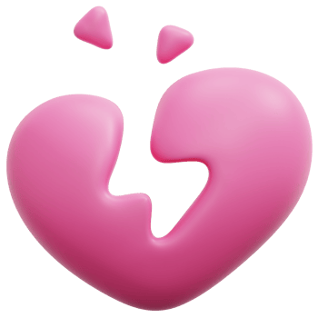 broken heart 3d render icon illustration png