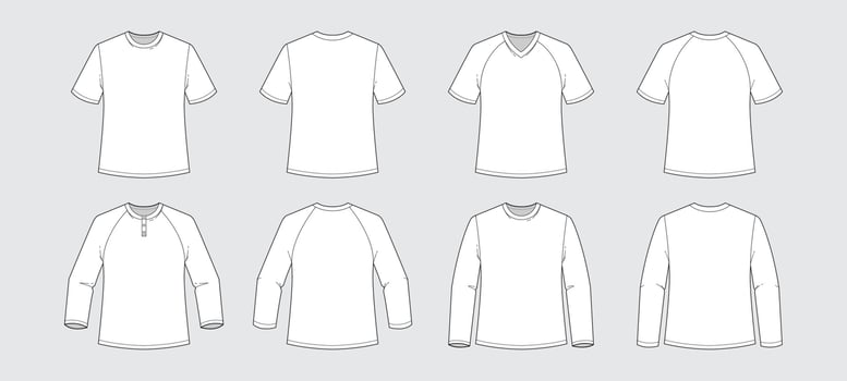 Outline White T-Shirt Mock Up Set vector