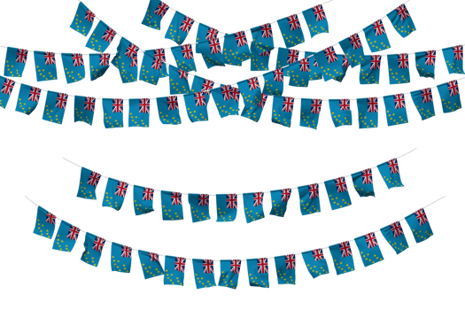 Tuvalu Flag Bunting Decoration on The Rope, Jhandi, Set of Small Flag Celebration, 3D Rendering png