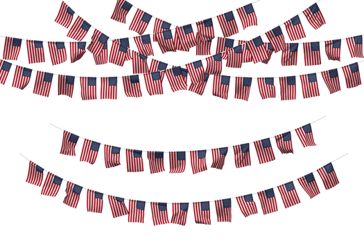 United States of America Flag Bunting Decoration on The Rope, Jhandi, Set of Small Flag Celebration, 3D Rendering png