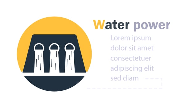 Hydroelectric dam water power station vector icon