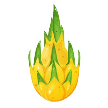Cartoon style yellow dragon fruit isolated on white background. vector